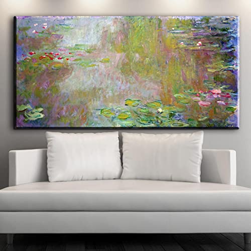 Claude Monet nénuphars impression sur toile pour habiller un mur de salon sans cadre