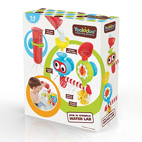 Yookidoo Baby Bath Toy - Spin 'N' Sprinkle Water Lab - Spinning Gear And Googly Eyes For Toddler Or Baby Bath Time Sensory Development - Attaches To Any Size Tub Wall (1-3 Years) #TOP3