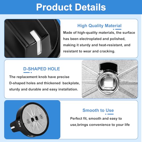 Image of Upgraded WB03X24759 Stove Knobs Compatible with GE Gas Range Oven Knob, JGB645DEK1BB, JGB645DEK2BB, JGB660DEJ1BB, Surface Burner Cooktop Control Replacement KIP 5G92, 222D5793-5 Pack Black