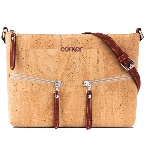 Corkor Cork Purse Crossbody Women Handbag from Portugal | Vegan Leather Natural Red Color