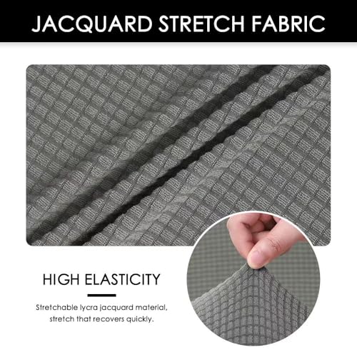 Image of FORCHEER Desk Chair Back and Seat Cover 2 Pieces Light Grey Jacquard Stretch Split Office Chair Covers Water Resistant Washable