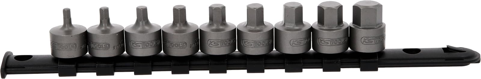 KS Tools 917.4000 3/8" zestaw końcówek nasadowych sześciokątnych, krótkie, 9-częściowy, 4-14 mm