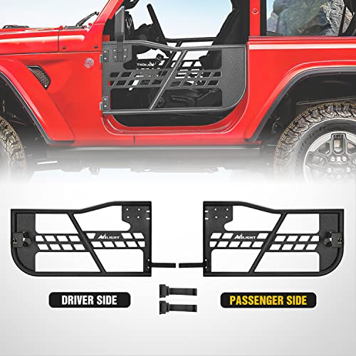 Image of Nilight Off Road Front Tubular Doors with Side View Mirrors for JL JT | for 2018 2019 2020 2021 2022 2023 2024 2025 2026 Wrangler JL 2020 -2026 Gladiator JT 2 Door Only