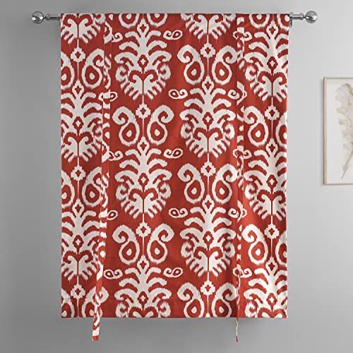 Image of HPD Half Price Drapes Room Darkening Tie Up Curtains 46 X 63 Inch Srilanka Printed Cotton Window Roll Up Balloon Curtain for Living Room, Kitchen PRTW-TUD38B-63 (1 Panel), Srilanka Rust