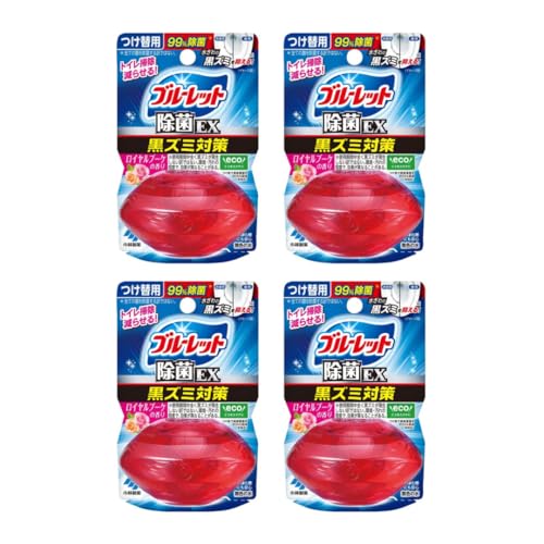 液体ブルーレットおくだけ除菌EX トイレタンク芳香洗浄剤 詰め替え用 ロイヤルブーケの香り 67ml × 4個 ブルーレット生活のエッセンス オリジナルポケットティッシュ付