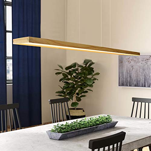 ZMH LED Pendelleuchte Hängelampe Holz - Esstischlampe Esszimmer Dimmbar Modern Design 100CM Mit Fernbedienung Esstisch lampe Hängend Höhenverstellbar Hängeleuchte für Wohnzimmer Schlafzimmer Büro