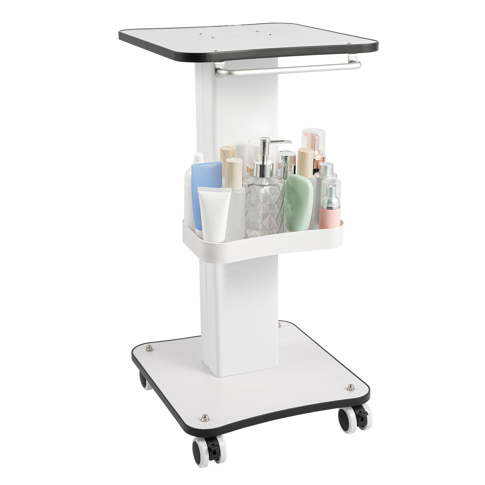 asdchZen 2 Tier Spa Beauty Salon Trolley Cart With Wheels Storage Tray And 40Kg Load Capacity Ideal For Salons Spas And Barber Shops 34 * 38 * 69Cm,White