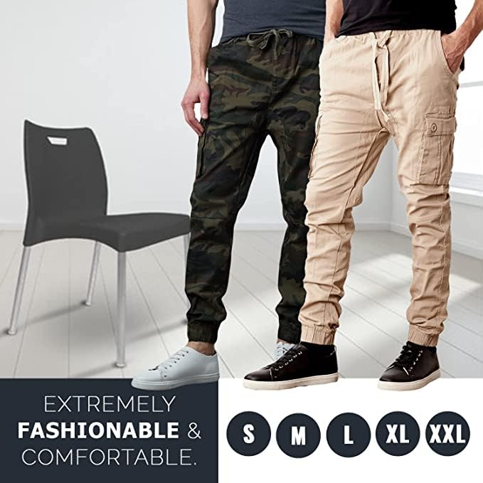 3-Pack Men's Cotton Flex Stretch Cargo Combat Jogger Pants (Sizes, S-2XL)3