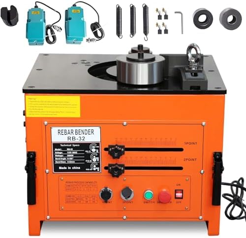 3000W Electric Rebar Bender, 6-7 Seconds Fast Bending Machine, 0-180° Accurate Portable Rebar Bender for 1/4 inch to 1.3 inch Steel Bar