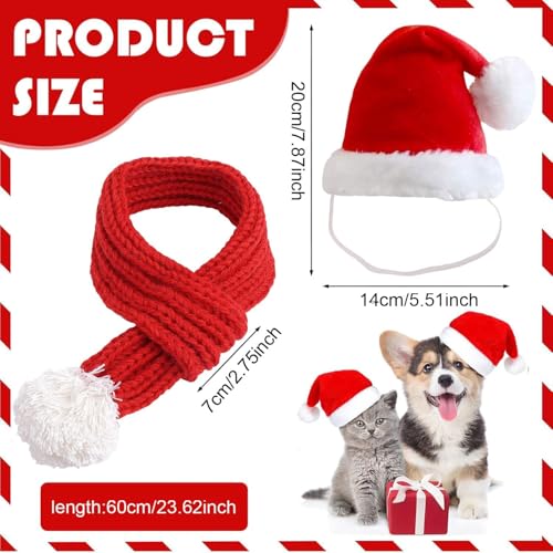 Weihnachtsmütze Hund,Haustier Schal,Katzen und Hunde Weihnachtskostüm,Haustier Kostüm Weihnachten Kleidung,Weihnachtshundeschal,Weihnachtsmütze und Schal für Hund Katze