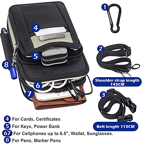 SPAHER Kleine zijtas voor heren Schoudertas Buitensport Heuptas voor wandelen Crossbody Tactical MOLLE EDC Mobiel Pouch Riem Heuptas Business Heuptas Heuptas Messenger Sling Bag Reizen Sporttas Zwart - Image 5