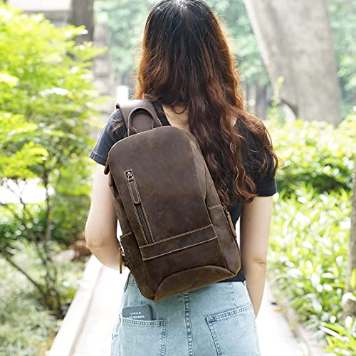TIDING Leather Sling Bag for Men Women Vintage Crossbody Bag Casual Hiking Chest Daypack fits 11" Tablet 6