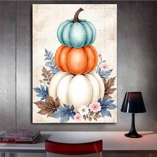 Fleurs d'automne tableau turquoise grand format pour dynamiser un mur blanc vide