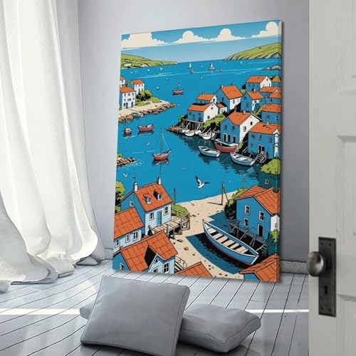 Toile Harbor Town Flat JIDUHON au style cadre élégant 40x60