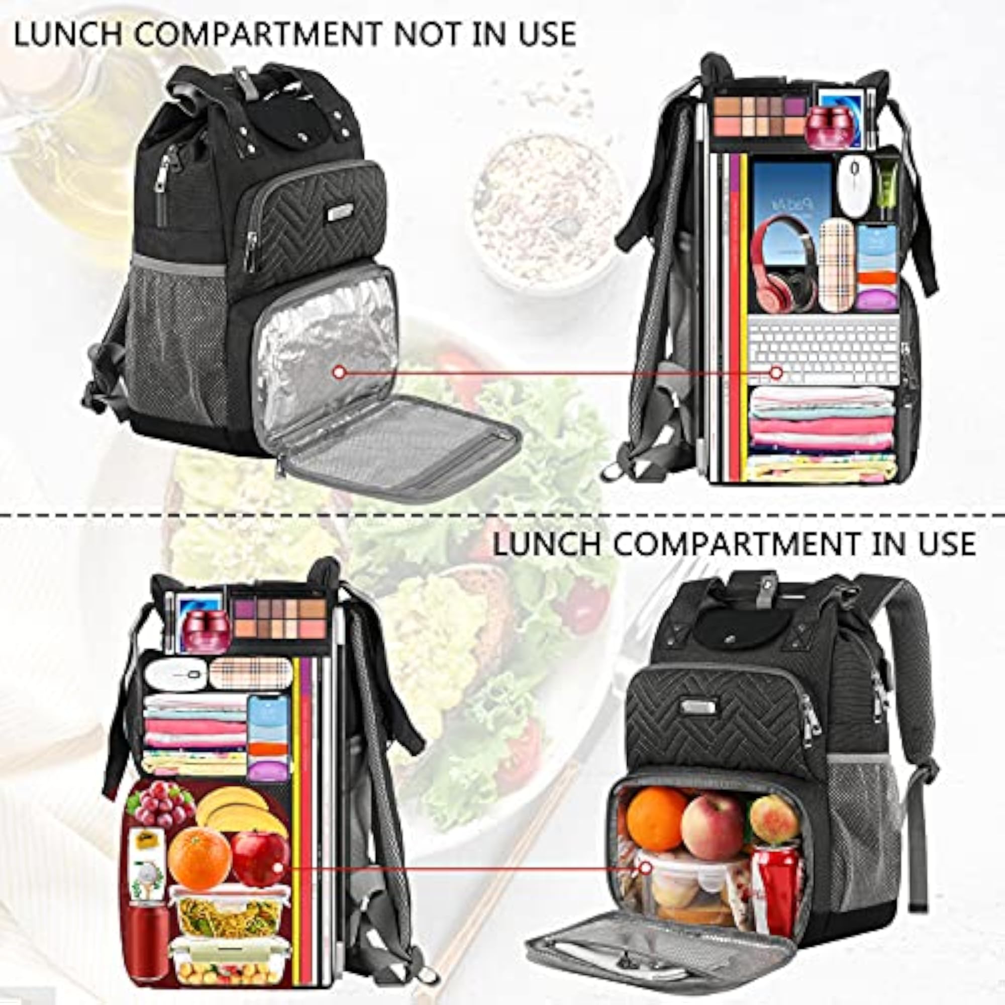 Insulated Cooler Lunch Backpack for Women, 15.6 Inch