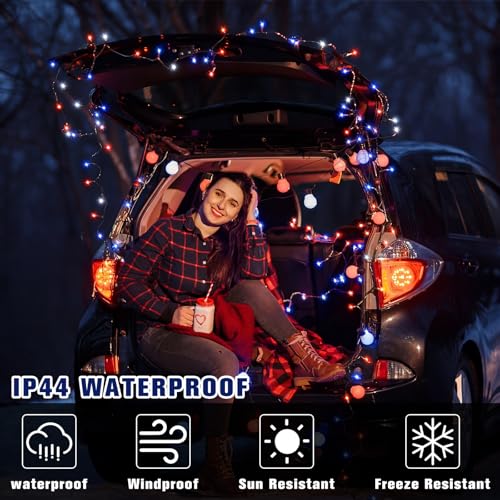 Aurelema 4th of July Golf Cart Lights Decorations 12v 33 ft 200 LED Patriotic Independence Day Car String Lights USA Red White Blue Lighting Decor for Memorial Day 250th Anniversary Parade Party by Aurelema - Image 8