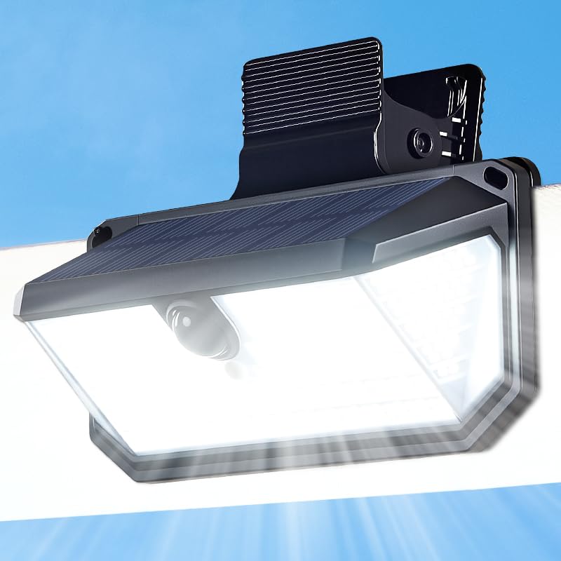 LIFENGSOLER 416LED ソーラーライト 屋外 IP65防水 人感センサーライト 屋外 ソーラー 人感 クリップ式 3面発光 1500ルーメン超高輝度 昼白色6500K 3つ知能モード クリップ ソーラーライト自動点灯/消灯 電気代不要 防犯対策 玄関 廊下 軒先 駐車場 ガーデン 柵 停電・防災対応 (1)