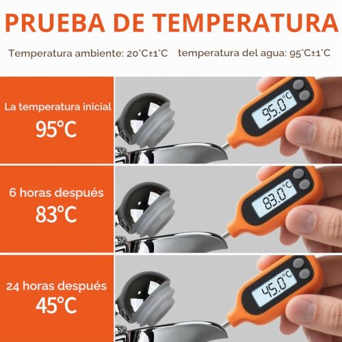 Miniatura 4 de Vellustra Jarra Térmica De Acero Inoxidable, 2l Vacío Cafetera Café Thermos, 14cm De Diámetro, 29cm De Alto, Se Mantiene Caliente Durante 24 Horas, Termo De Vacío De Doble Pared Para Té Y Café