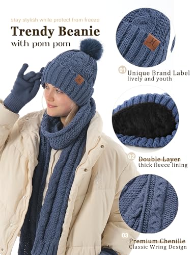 Hat Scarf And Gloves Set For Women, Womens Beanie Hats Thermal Touchscreen Gloves Scarf Scarves, Winter Accessories Sets3