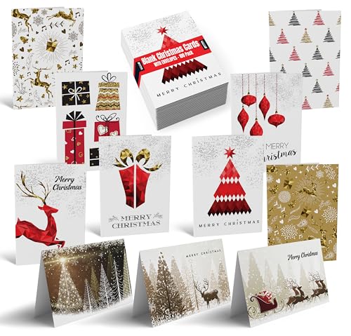 Christmas Holiday Greeting Cards With Gold And Metallic Foil 100 Pack 4 X 6 Inch 11 Assorted Designs 3 D Prism Effect Blank Inside By With Envelopes 100 Chris
