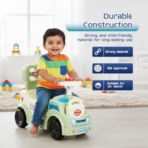 Image of Amazon Brand - Jam & Honey Cloud Kitchen Ride-On Toy for Kids | Foot-to-Floor Push Car with Music & Storage | Indoor & Outdoor Ride-On for Boys & Girls Age 1-3 Years | Durable Design
