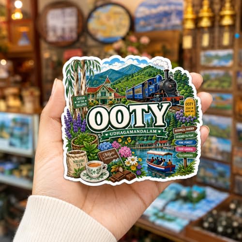 Image of Zesta Wooden Fridge Magnets Set | Refrigerator Decor Magnets for Kitchen | India Souvenir Fridge Magnet Collection | Wooden Magnet for Fridge Door Decoration (Ooty)