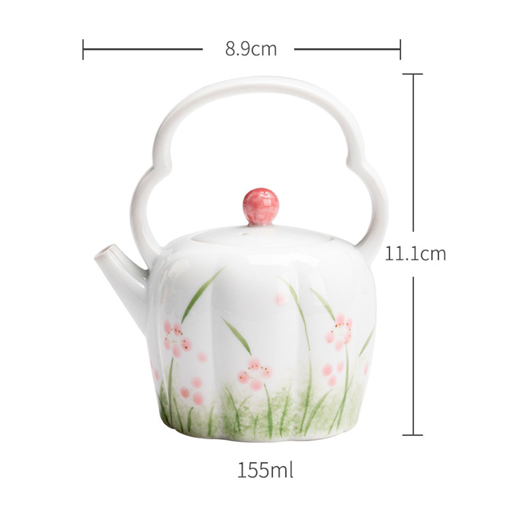 Ceramiczny dzbanek do herbaty, 155 ml, dzbanek do kawy, do kwitnienia i luźnych liści herbaty, ręcznie wykonany dzbanek do herbaty premium, ręcznie rysowany dzbanek do herbaty z otworem na kulkę