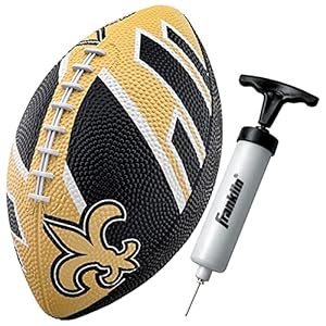 Franklin Sports NFL New Orleans Saints Football – Youth Football – Mini 8.5″ Rubber Football – Perfect for Kids – Team Logos and Colors!
