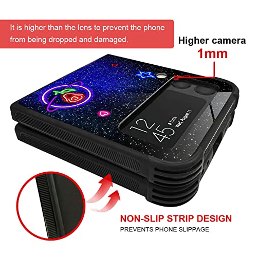 CARLOCA Compatible with Samsung Galaxy Z Flip 3 5G Case,Starry Boy Cat Flower Cartoon Samsung Galaxy Z Flip 3 5G Cases,Fashion Graphic Design Shockproof Anti-Scratch Drop Samsung Z Flip 3 5G