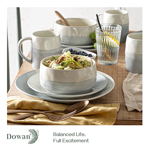 Dowan Soup Bowls, Ceramic Cereal Bowls, 23 Oz Bowls For Fruit, Salad, Ramen, Ice Cream, Dessert, Side Dishes, Dishwasher & Microwave Safe, Chip Resistant, Set Of 4, Light Blue & White #TOP1