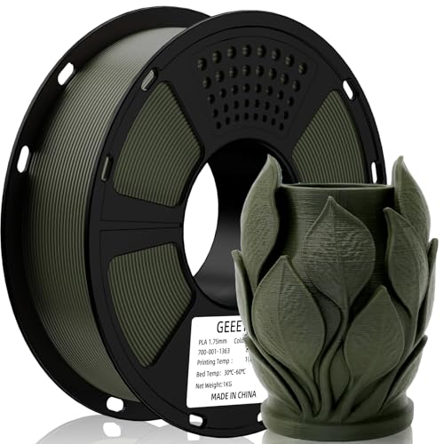GEEETECH matte PLA filament, Impresora 3D Filamento PLA 1kg Carrete, Precisión Dimensional +/- 0.03 mm,Verde