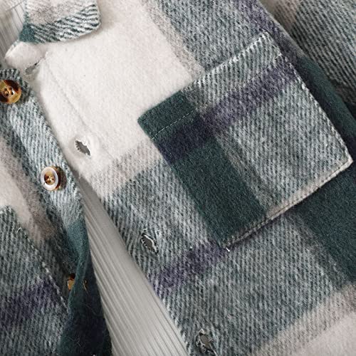 Kids Toddler Baby Boys Girls Flannel Shirt Jacket Long Sleeve Plaid Lapel Button Down Fall Fleece Lined Jackets3