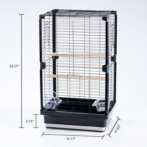 25 inch Bird Cage, Portable Travel Parrot Cage, Double-Layer Parakeet Cage, for Temporary Pet Accommodation, Trip to Vet, Short Trip, Camping, Black - Image 3