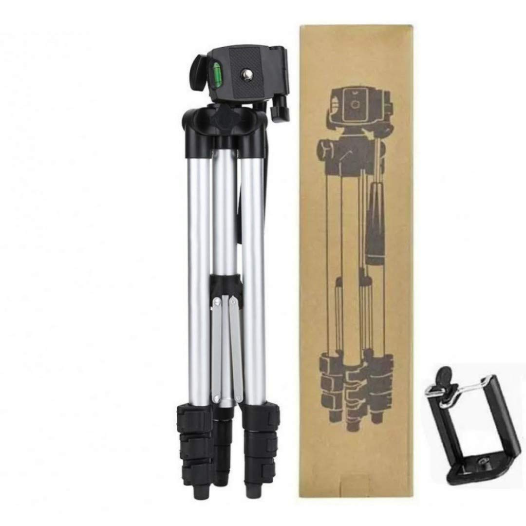 Taj Decor Adjustable Height with Mobile Phone Holder Mounted, Tripod 41 inches Hight for Camera & Mobile, Portable & Foldable, 3-Section Lever-Lock Legs Universal Tripod