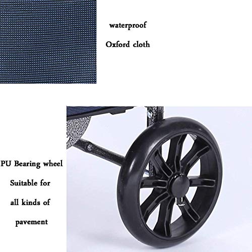 Leichter Einkaufswagen, zusammenklappbar, Reisewagen, Lebensmittelwagen, Gepäck, 2 Räder, PU-Kunststoff, ergonomischer… – Bild 5