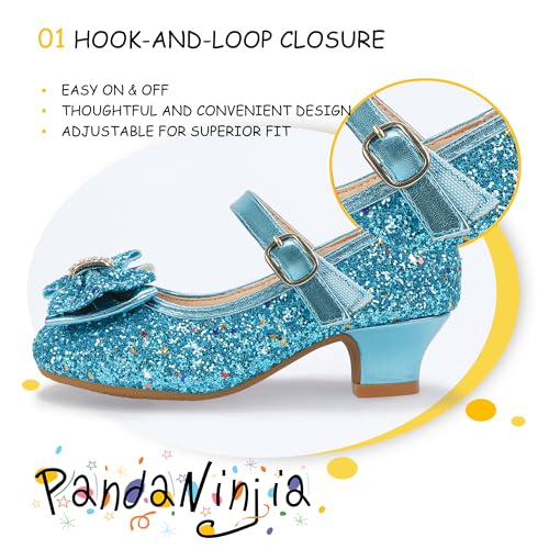 PANDANINJIA Girls Toddler/Little Kid Jada Dress Mary Jane Pumps Bow Low Heels Party Wedding Princess Shoes4