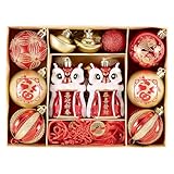 Valery Madelyn 2026 Chinese New Year Decorations for Small Christmas Tree, 30ct Shatterproof Lunar New Year Hanging Ornaments Good Luck Blessing Gifts Lion Dance Gold Ingot Chinese Knots and Coins