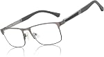 ZENOTTIC Lunettes de lumière bleue Hommes : Verres de lecture noirs Hommes - Lunettes d'ordinateur à cadre carré - Lecteurs de métaux anti-gris