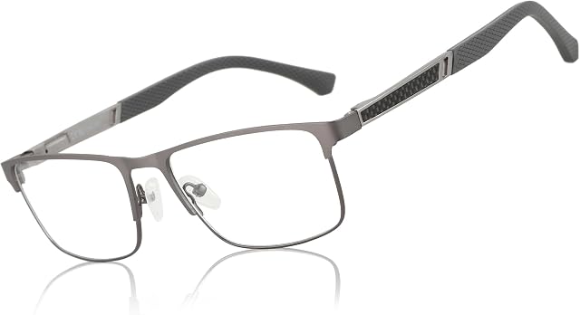 ZENOTTIC Lunettes de lumière bleue Hommes : Verres de lecture noirs Hommes - Lunettes d'ordinateur à cadre carré - Lecteurs de métaux anti-gris