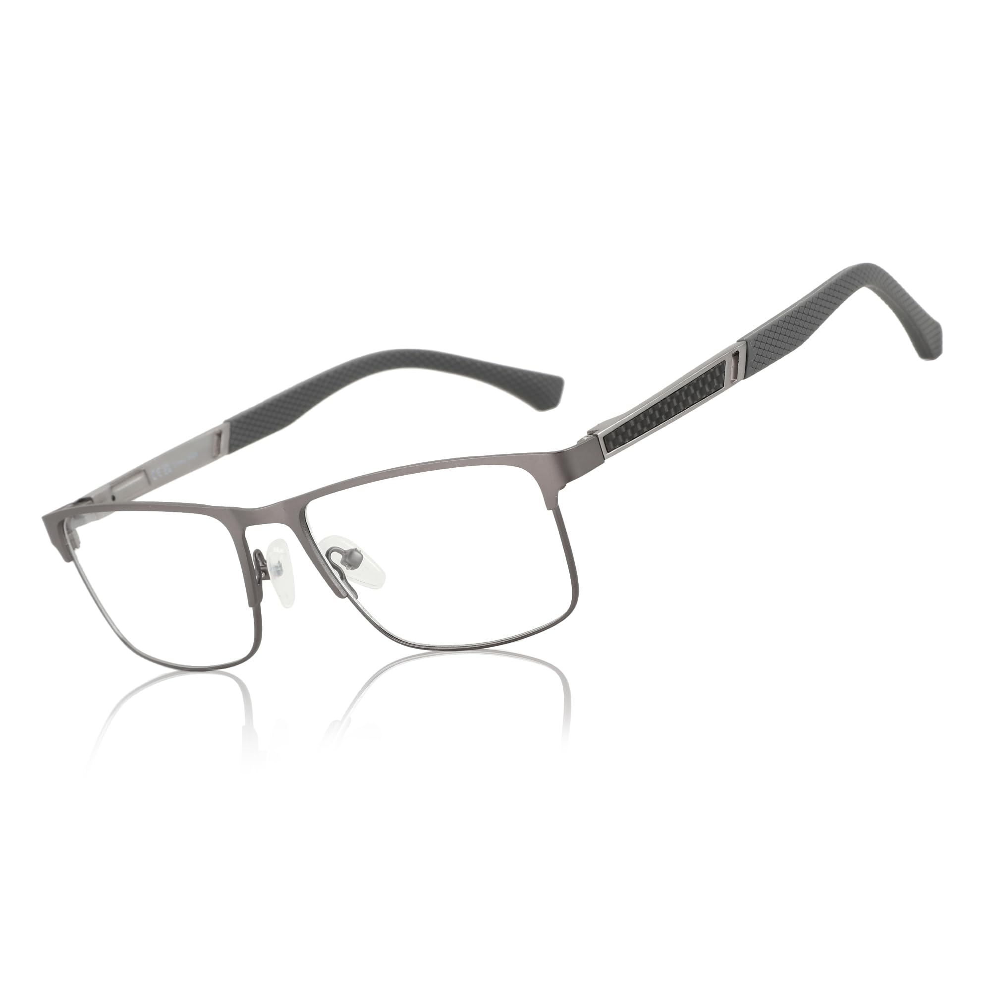 ZENOTTIC Blue Light Glasses Men : Black Reading Glasses Men - Square Frame Computer Glasses - Anti Glare Metal Readers