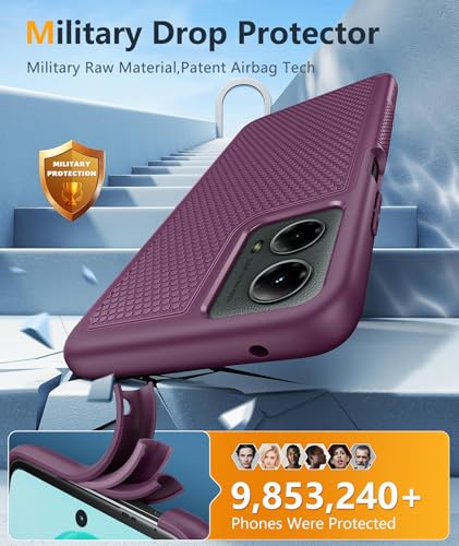 Image of FNTCASE for Motorola Moto G-5G-2024 Case: Dual Layer Heavy Duty Cell Phone Protective Cover Shockproof Rugged with Non-Slip Textured - Military Drop Protection Bumper Tough Case (Burgundy Purple)