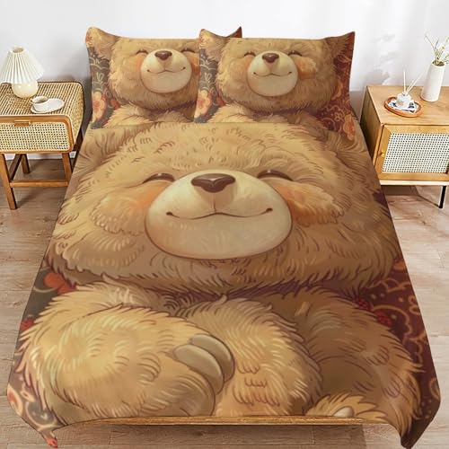 Juego de ropa de cama de oso de peluche transpirable y muy suave 2