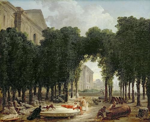 Impression Pour la Décoration Murale Le Louvre Hubert Robert | Toile Fine Art Graffiti 60x90