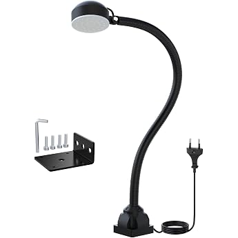 Lathe LED Light - Machine Lamp 110V-220V 10W 1200 Lumen Work Light Screw Connection Base Plate Flexible Waterproof Gooseneck Arm for CNC Workbench Craft Sewing Machine [Energy Class G]