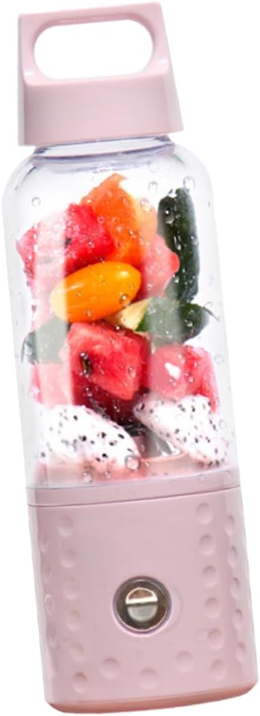 USB Rechargeable Fruit Juicer Cup Portable Mini Blender Extractor for Smoothies and Shakes Pink