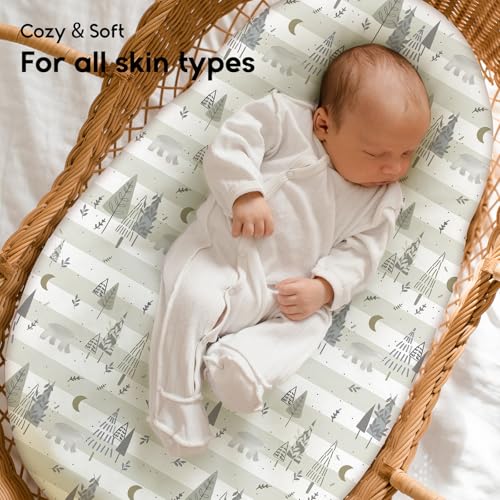 Yoofoss Moses Basket Sheets, Newborn Pram Sheet Fitted for Baby Boy and Girl Crib Baby Bassinet Sheets, Breathable 2 Pack Easy Care - Image 4