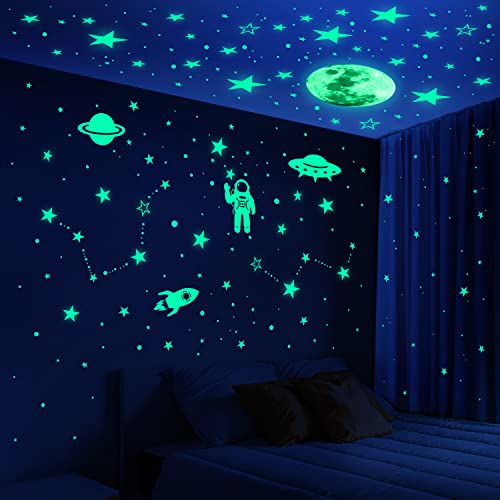 1078 Pcs Glow In The Dark Stars For Ceiling, Glowing Stars For Ceiling Planets, Stars Wall Decals, Solar System Galaxy Space Nursery Wall Stickers Rocket Astronaut Kids Boys Room Decorations Bedroom #TOP3