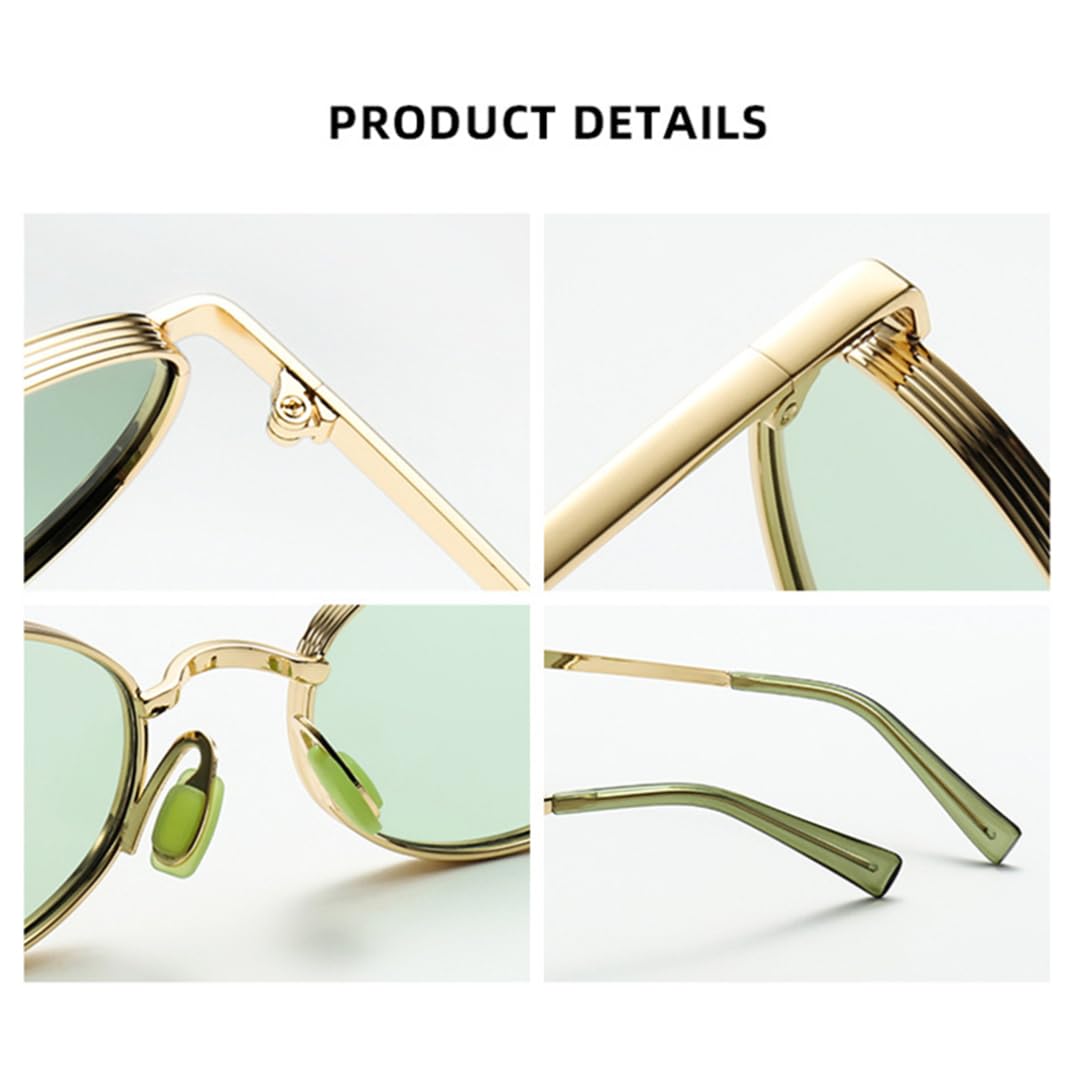 Ovale Sonnenbrille aus Metall, Damen, modische Bonbonfarben, UV400-Schutz, Retro-Punk-Stil, Herren-Sonnenbrille für draußen