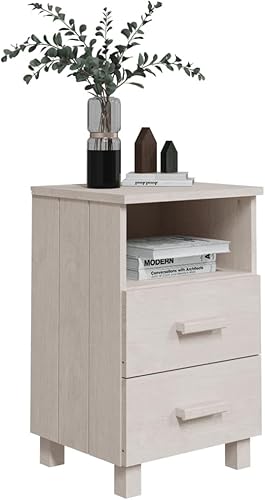 Miniatura 7 de vidaXL 2 armarios de madera maciza de pino para el hogar, interiores, dormitorio, almacenamiento de madera, mesita de noche, cajón lateral,