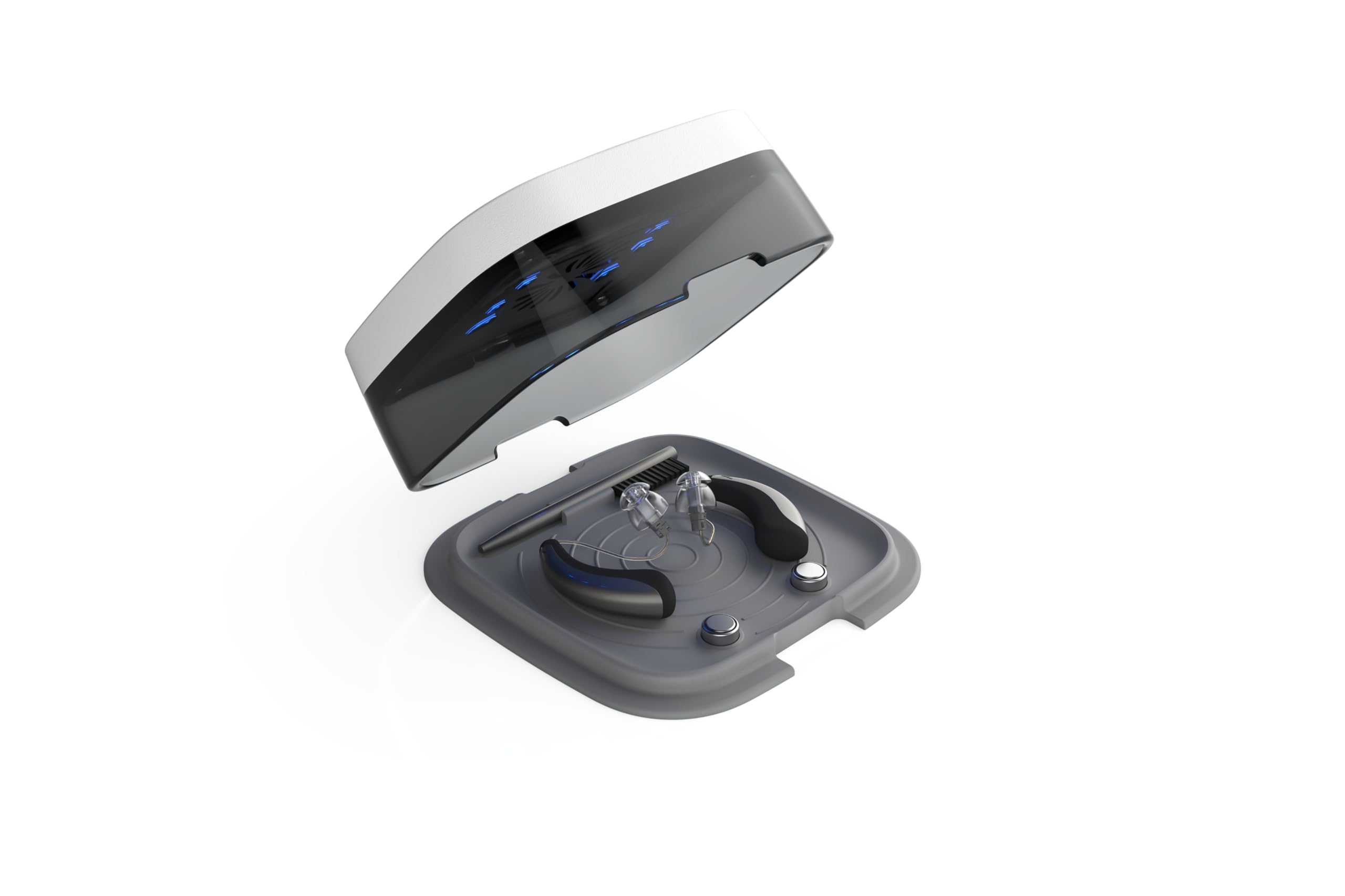 flow-med dry-turbo cd 2.1 UV - Secador de Audífonos - También para Audífonos Recargables - Luz LED UV - Ventilador Eficiente - Secado en 30 Minutos - Dispositivo Médico - Parada Automática - USB-C